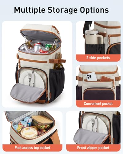 TOURIT Insulated Cooler Backpack 30 Cans, Leakproof Double Deck Lunch Cooler Bag, Lightweight Waterproof Backpack Cooler f...