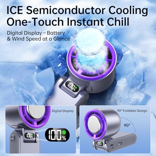 Coolhill Pro Handheld Portable fan with Turbo Cooling - Hand Held Fan Rechargeable, 1-199 Speeds, Up to 12Hrs Battery Lif...