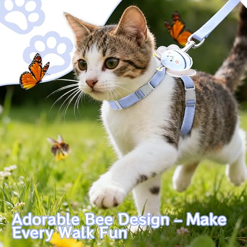 Cat Harness and Leash Set - Comfortable Lightweight Vest Design, Escape Proof Adjustable Kitten Harness for Cats Walking a...