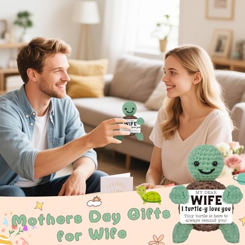 4THFARMES Mini Funny Turtle Gifts for Wife Mothers Day from Husband, Birthday for Wife Wifey Romantic, I Love You Small Co...