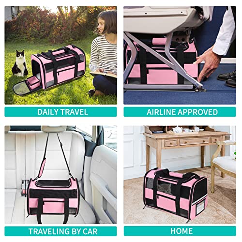 CUSSIOU Cat Carrier Pet Carrier Airline Approved for Small Dogs Medium Cats Puppies 15 Lbs Dog Carrier with Reflective Str...