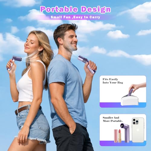 HEEYCEM Portable Handheld Turbo Fan,3 IN 1 Rechargeable Mini Fans,Up to 12 Working Hours,1-199 Speed,Digital Display,for O...