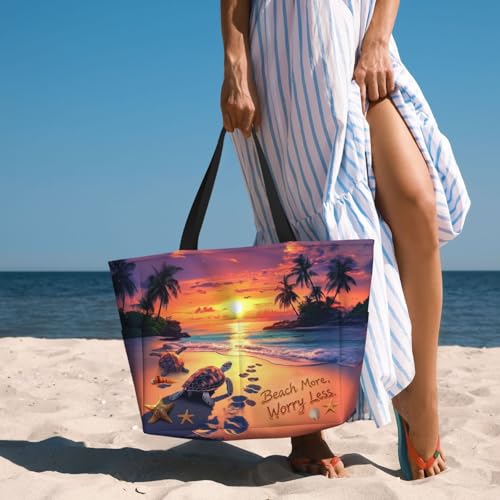 TREKTOTS Beach Bag for Women, Large Waterproof Sandproof Tote with Zipper, Foldable Lightweight Swim Bag for Beach Pool Gym