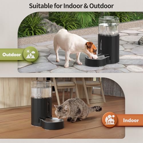 JUNSPOW Cat Water Dispenser with Stainless Steel Bowl, Automatic Gravity Water Dispenser for Cats or Small Medium Size Dog...