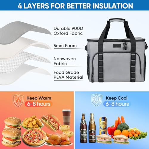BALEINE Extra Large Soft Cooler Bag, Portable Leakproof Cooler, 40/60 Cans Volume for Beach, Camping, Kayaking, Travel, an...