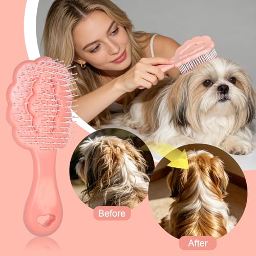 MAEELOU Cloud Shape Small Dog Grooming Brush - Perfect for Shih Tzus, Yorkies, and Maltipoos - Ideal Puppy Hair Brushes fo...