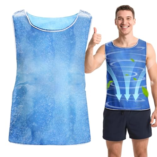 Cooling Ice Vest for Men Women - PVA Mesh Dual Wear Evaporative Cool Vest with Reflective Strips for Running, Cycling, MS,...