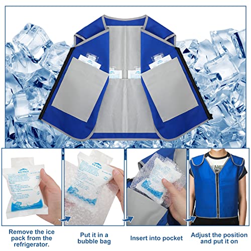 Wesiti 2 Pack Summer Cooling Vest with 40 Pcs Ice Packs for Men Women Ice Work Vest 12 Pcs Bubble Bag Ice Sports Cooling J...