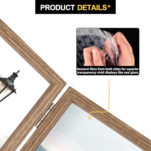 TOFOREVO 4x6 3 Picture Frame Triple Wooden Three Hinged Photo Frame Definition Glass Stand Vertically on Desktop or Tabletop