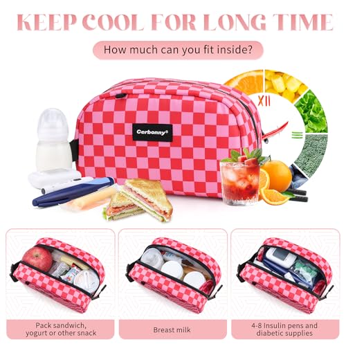 Cerbonny Small Cooler Bag Freezable Lunch Bag for Work School Travel, Leak-proof, Insulated, Waterproof, Portable, Pink Ch...