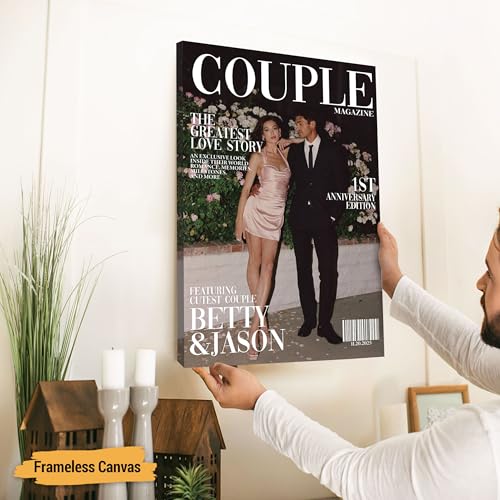 Personalized Couple Magazine Cover with Photo – Custom COUPLE Poster, Anniversary Engagement Valentines Gift for Him Her, ...