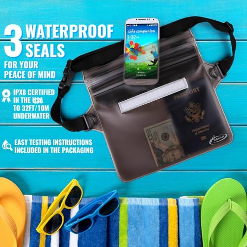 AiRunTech Waterproof Fanny Pack,Phone Pouch Dry Bag for Passport Wallet Purse,Floating Waterproof Bags for Travel Beach Sw...