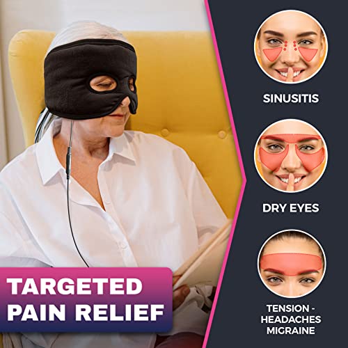 Moist Heat Sinus Pressure Relief Mask with 3 Heat Settings, Extra Large Face Heating Pad for Eyes, Sinusitis, Hormone Migr...