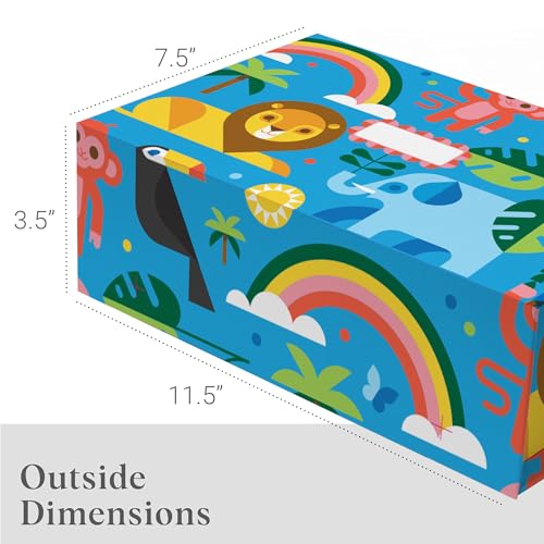 Sorarto Birthday Box for Kids – Jungle Animal Memory Box for Keepsakes with Magnetic Lid – Sturdy Decorative Gift Box for ...