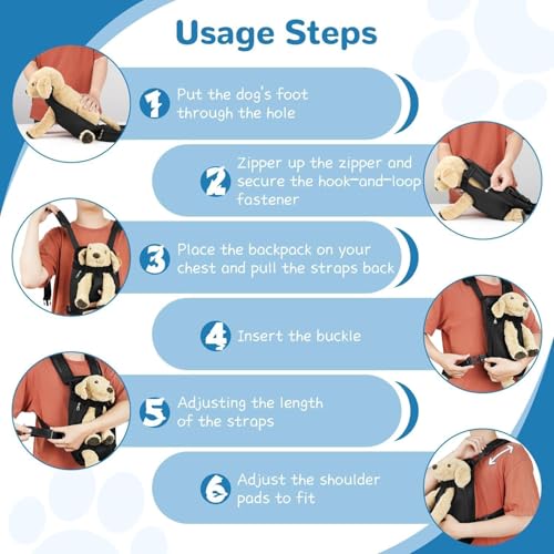 YUDODO Pet Dog Carrier Backpack Adjustable Dog Front Carrier, Legs Out Easy-Fit Dog Travel Backpack Carrier for Hiking Cam...
