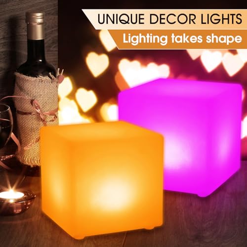 Frienda 2 Pcs 4 Inch Light up Cubes Cool Cosmic Cube Lights 16 Colors LED Mood Lamp Waterproof LED Light Cube for Nursery ...