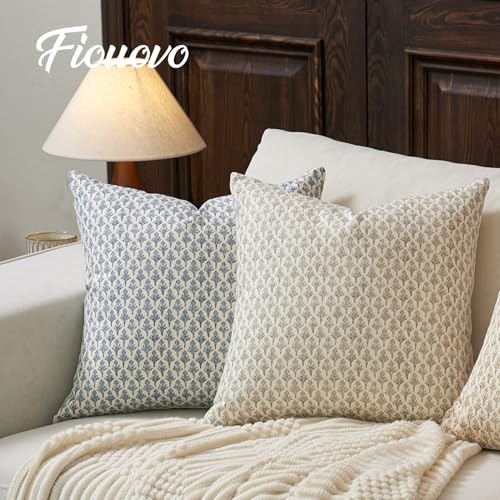 FIOUOVO Floral Pillow Covers 20x20 Pillow Cover Block Print Couch Pillows for Living Room Decorative Neutral Accent Throw ...