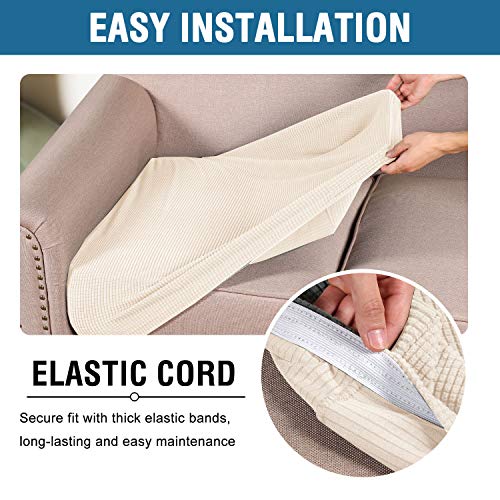 H.VERSAILTEX Super Stretch Individual Seat Cushion Cover Sofa Covers Couch Cushion Covers Slipcover Sets Thick Jacquard Te...