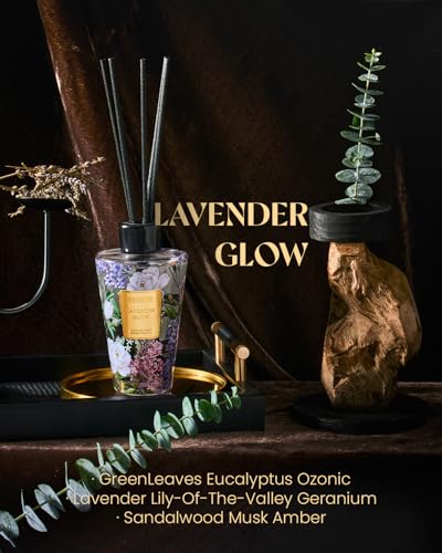 M&SENSE Lavender Glow Reed Diffuser Set - 8.79fl oz Home Fragrance Non-Toxic Essential Oil Diffuser with Sticks, Air Fresh...