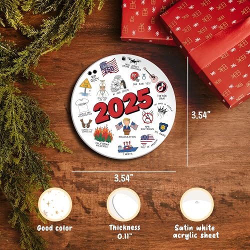 2025 Year in Review Christmas Ornament – Double-Sided Acrylic Dated Ornament, Trending 2025 Keepsake Gift, Funny Hot Topic...
