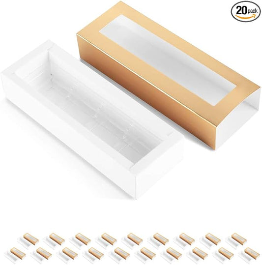 BAKIPACK 20 Truffle Boxes, Chocolate Boxes, Candy Boxes Packaging with 4-Piece Plastics Tray (Tray Size with 5.75x1.25 Inc...
