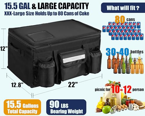 MyLifeUNIT Insulated Cooler Bag for Food & Pizza Delivery Bag Suitable for Car, Bike, Camping, Picnic, Beach, Large Size