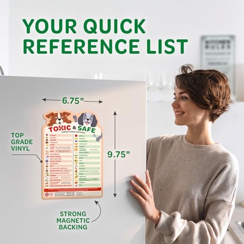 EBPP Magnetic List of Foods Dogs Can Eat - Dog Feeding Chart Fridge Magnet - Foods Dogs Shouldnt Eat Chart Decorative Magn...