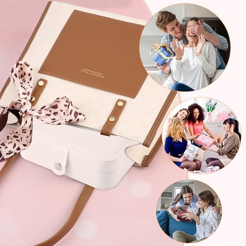 XZUZ Travel Jewelry Box, PU leather Small Jewelry Organizer For Female Girls, double layer portable mini travel case for s...