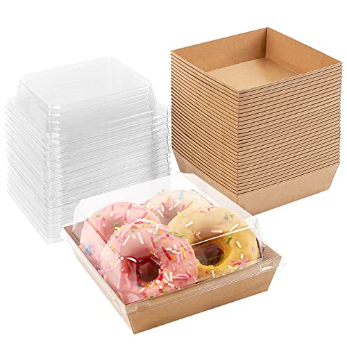 Ocmoiy Small Charcuterie Boxes with Clear Lids, To Go Paper Disposable Food Containers, 5 Inches Bakery Dessert Boxes for ...