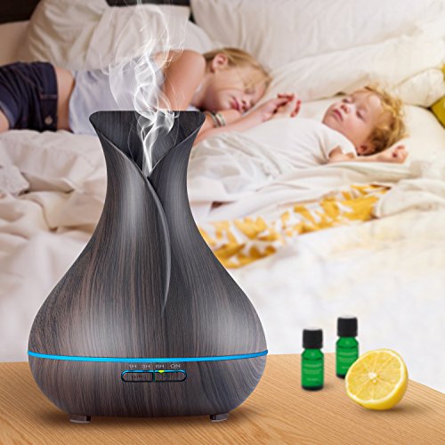 OliveTech Aroma Essential Oil Diffuser, 400ml Ultrasonic Cool Mist Humidifier with Waterless Auto Shut-Off and Cleaning Ki...