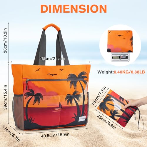 G4Free Beach Bag, Waterproof Sandproof Beach Tote Bag, Large Capacity Foldable for Women