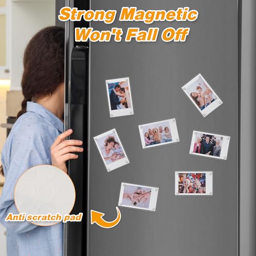 SUNEZLGO 15 Pack Acrylic Fridge Magnetic Frame for Polaroid, 2.36x3.54 In Mini Picture Frames for Fujifilm Instax Mini, Do...