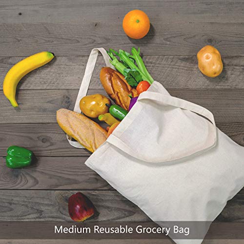 TOPDesign 12-Pack Economical 16"x15" Cotton Tote Bags, Lightweight Medium Reusable Grocery Shopping Cloth Bags, Suitable f...