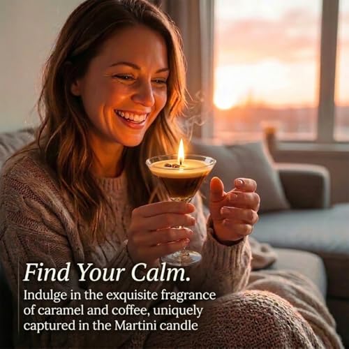 SILEAGEO Espresso Martini Candle in Reusable Glass | Strong Scented Natural Soy Wax Coffee Candle, Home & Bedroom Decor | ...