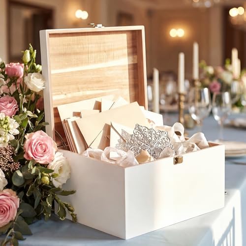 Novabright 3 Pack Memory Keepsakes Box Wooden Storage Box with a Hinged Lid Decorative Memory Treasure Chest Boxes Gift Id...