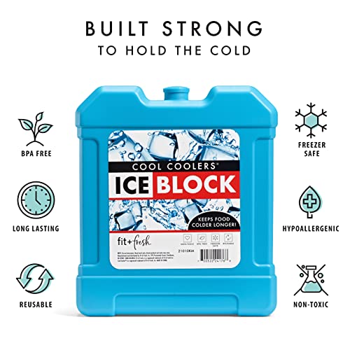Cool Coolers by Fit + Fresh, XL Cooler Ice Block, Large and Powerful Ice Pack, Perfect for Insulated Cooler, Beach Bag, Ba...