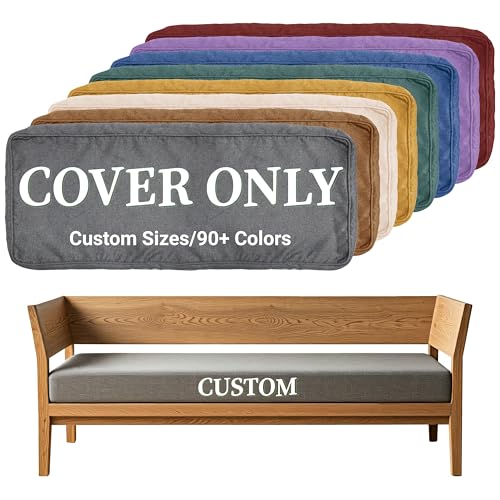 ColourTree Custom Size Cushion Cover, Slipcover Replaceable Bench Cushion Cover, Furniture/Window Seat Cover, 100+ Colors/...