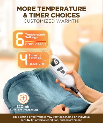 Graphene-Infused Heating Pad 3X Deeper Pain Relief, Weighted Instant Heating Pads for Neck and Shoulders, Heated Wrap w/ 6...
