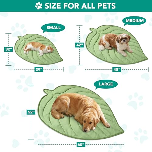 PetAmi Dog Cooling Mat, Leaf Shape, Reversible Cooling Nylon Blanket Soft Fleece Pet Pad for Dogs Cats, Summer All Season ...