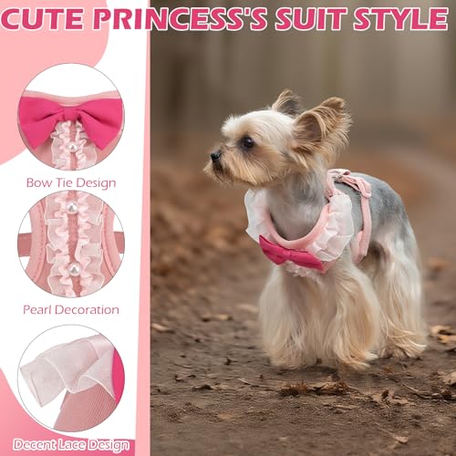 EXPAWLORER Cute Dog Harness, Pink Girl Adjustable No Pull Vest Harness and Leash Set, Soft Padded Step in Wedding Attire S...