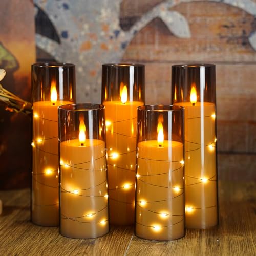Eebuss Flameless Candles with Embedded Star String, Battery Operated LED Pillar Candles with Timer and Remote Control,Home...