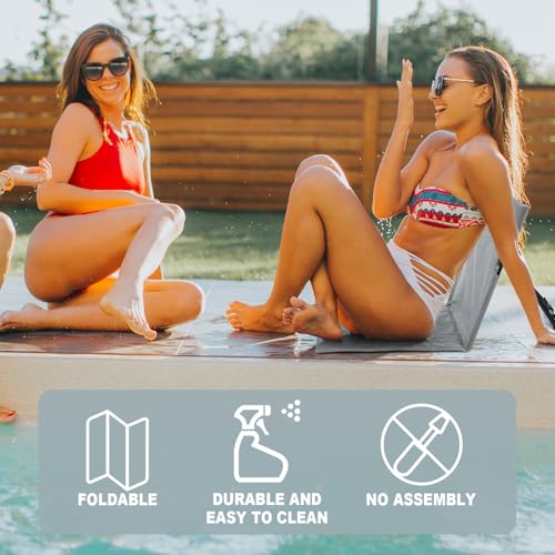 Karenhi 2 Pcs Foldable Poolside Chairs Portable Beach Chair Folding Poolside Chairs for Edge of Pool for Adults Traveling...