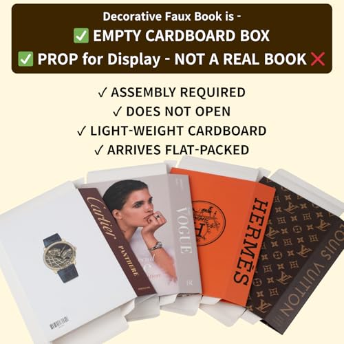 PROBENEX Glam Large | 4 PCS Faux Decorative Books for Home Decor | Not Real Books (Cardboard Boxes) | Coffee Table, Booksh...