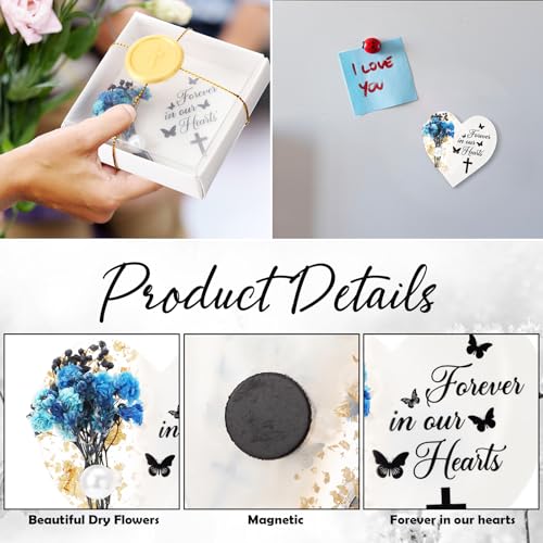 Tellegloww 24 Sets Funeral Favors for Guests, Heart Shaped Fridge Magnets with Dried Flowers and Tag, Celebration of Life ...