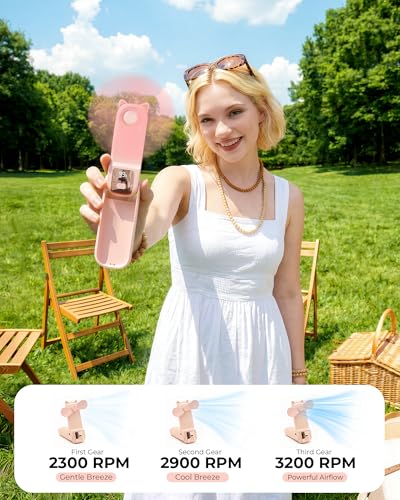 FrSara Portable Handheld Fan, Small Rechargeable Personal Mini Fan, Summer Travel Essentials with 3-Speed, 2000mAh, Great ...