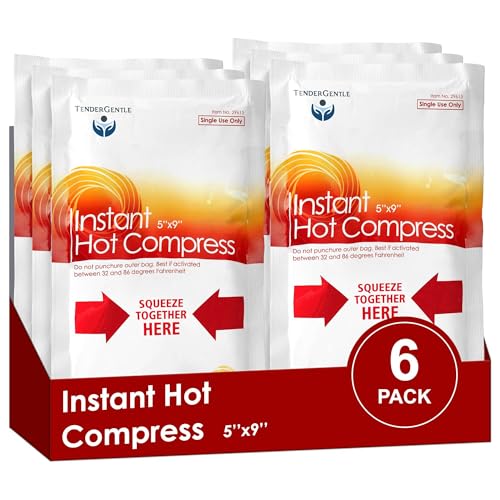 Instant Hot Compress - 6 Hot Packs for Pain Relief, Sore Muscles, Muscle Spasms, and Joint Stiffness