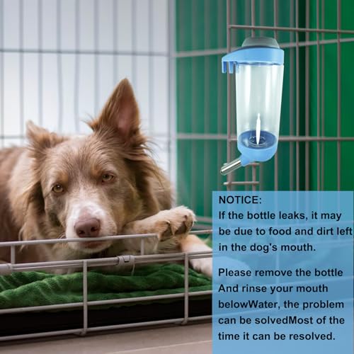 DEEUCHIS Dog Crate Water Bottle - 17 oz No Drip Kennel Pet Water Dispenser, Easy-to-Use Cage Water Bottle for Dogs, Cats, ...
