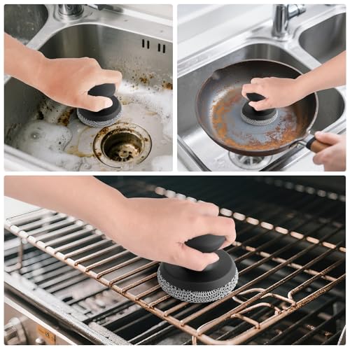 Cast Iron Scrubber Cleaner, Chainmail Scrubber for Cast Iron Pan Skillet, Dish Scouring Pad, 316 Stainless Steel Brush/Scr...