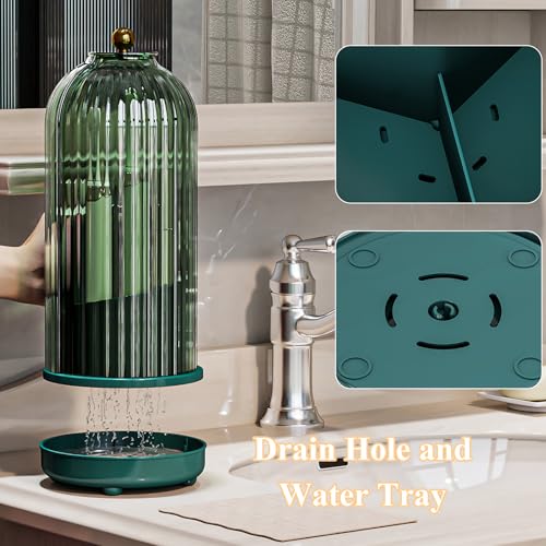 Zufudo Toothbrush Holders with Cover, Drainage Rotating Electric Toothbrush Organizer, 3 Slots Tooth Brush Holder for Bath...