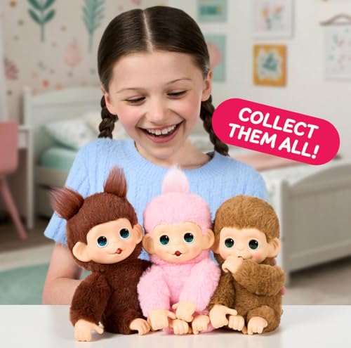 Little Live Pets Baby Monkey Minis – Pepi Peach. Interactive Pet Toy. 20+ Sounds & Reactions. Soft Brown Fur, 7.4" Tall. S...